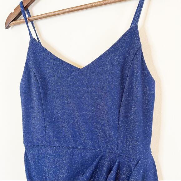 Zalalus faux wrap shimmering minidress blue Small NEW - Picture 9 of 15